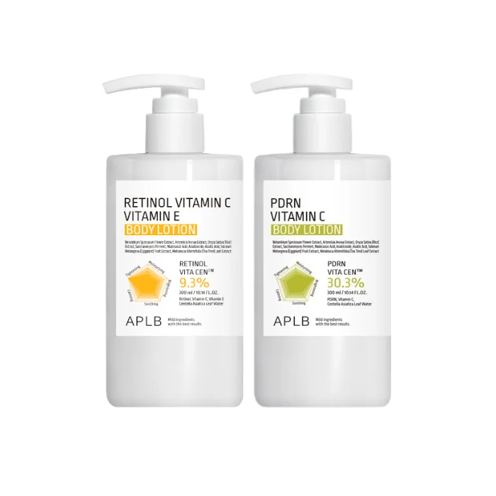 APLB - Retinol Vitamin C Vitamin E Body Lotion - 300ml (1ea) & PDRN Vitamin C Body Lotion - 300ml (1ea) Set