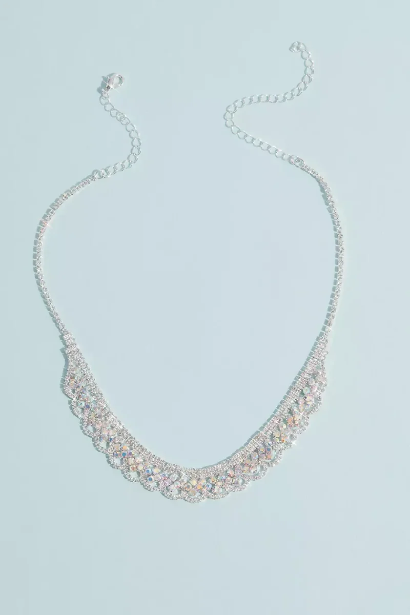 Scalloped Rhinestone Jewelry Set in Silver David's Bridal