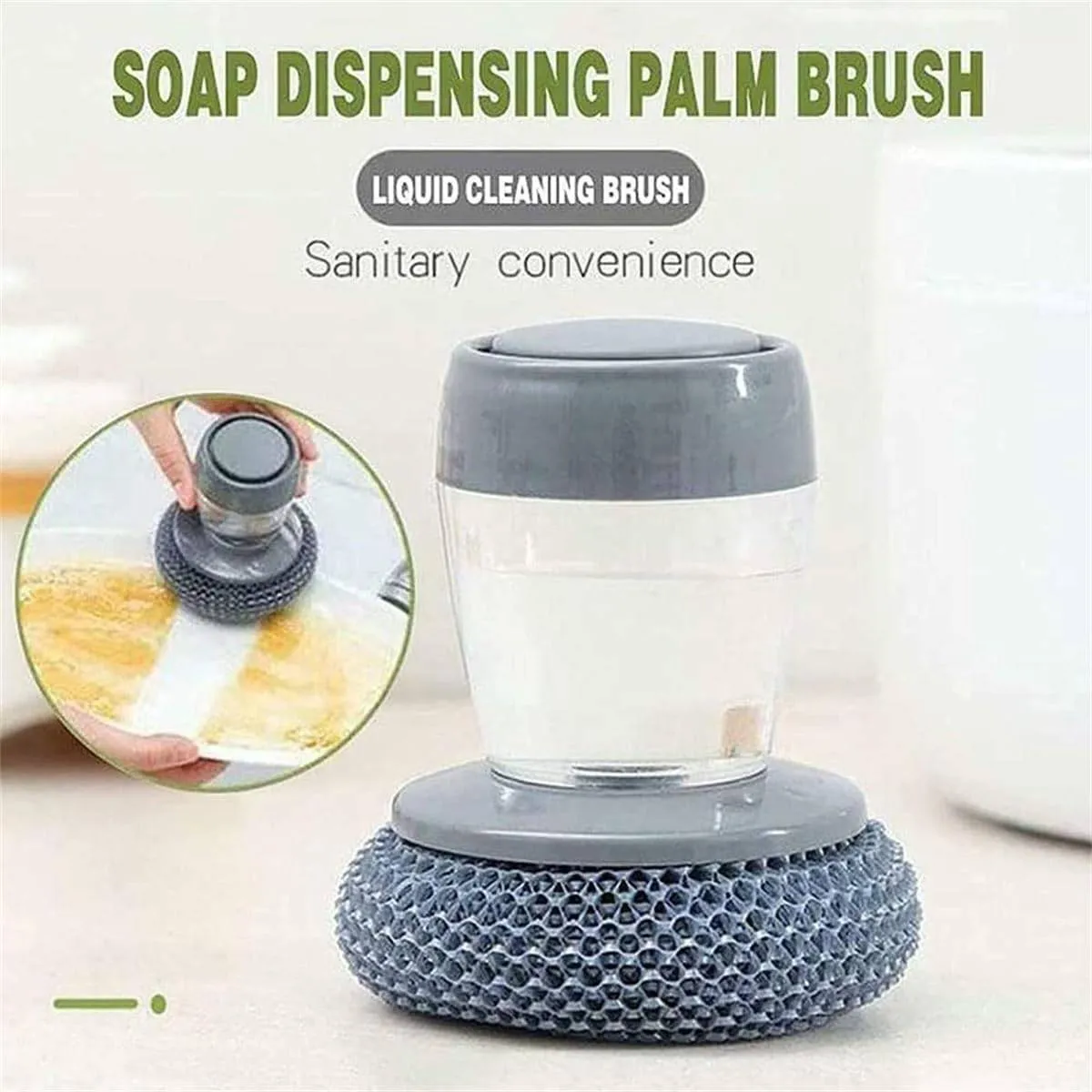 2 in 1 Soap Dispensing Palm Dish Cleaning Brush 1