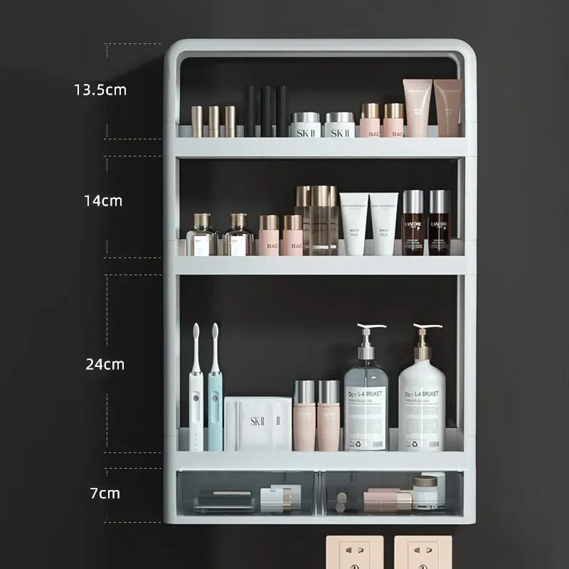 4 Layer Kitchen, Bathroom, Wall Mounted Shelf Multifunctional Toiletries Storage Rack. Kitchen Seasoning Bottle Storage Rack. Cosmetics Organizer 1