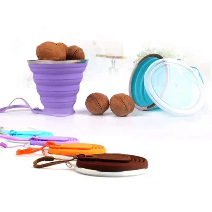 Silicone Folding Cup&#x2F;Mug, Foldable &amp; Portable &amp; Lightweight Travel Cup for Outdoor Camping Hiking 1