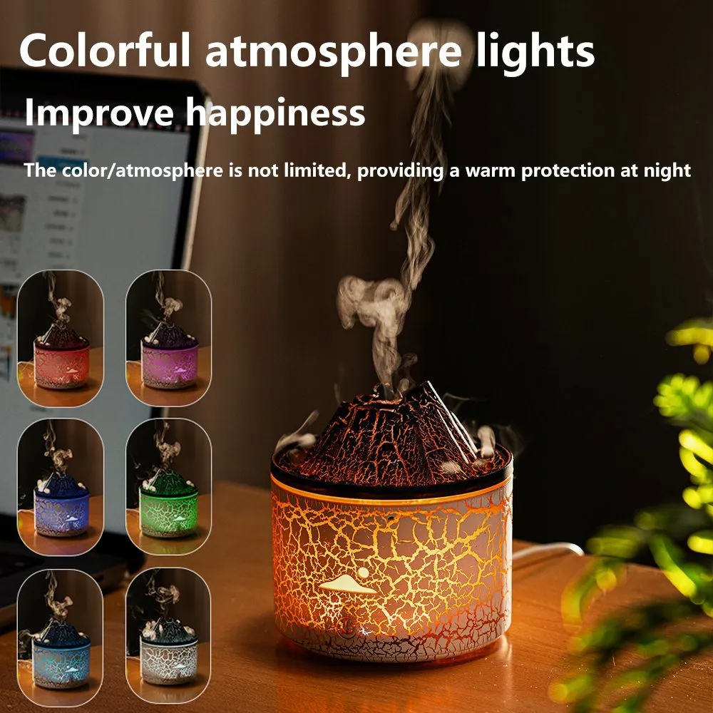 Volcano Jellyfish Humidifier With Led Light Flame Humidifier Aroma Diffuser for Home Fragrance Mist 1