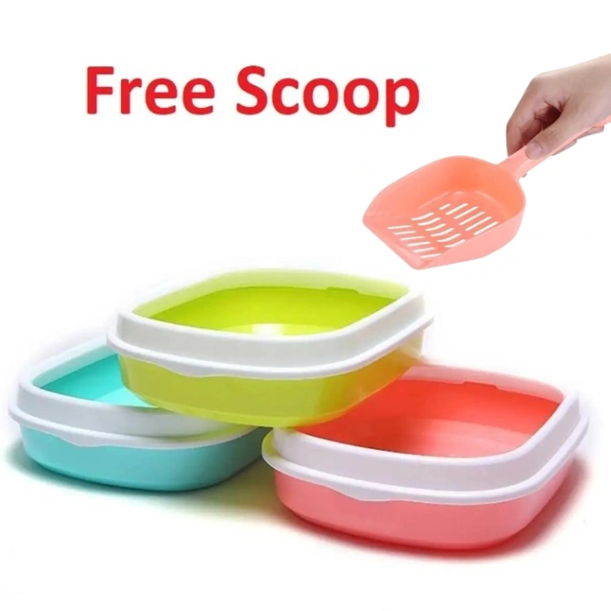 Cat Litter Box with Scoop - Pink &amp; Blue 1