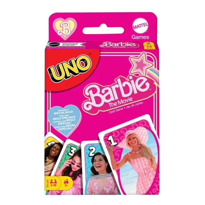 Mattel UNO Barbie The Movie Game Cards Family Fun Games Movie Night, Party and Travel Games 1
