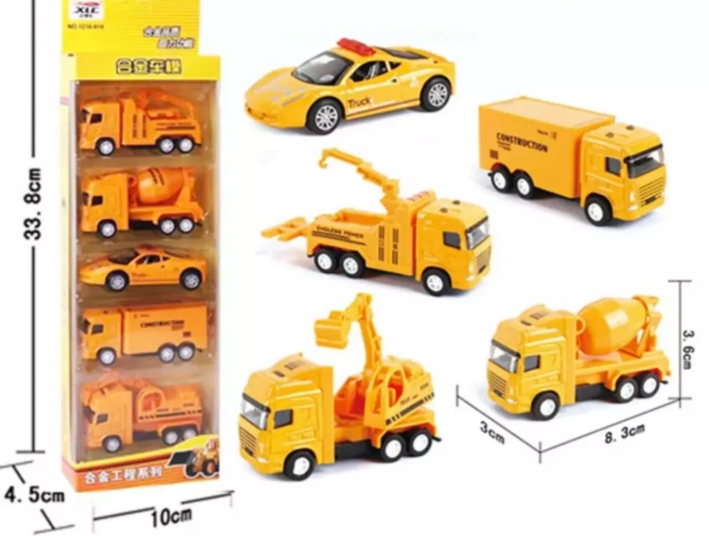 5pics Mini Construction Trucks Set for Kids, Diecast Alloy Model Cars , Pull-back Function 1