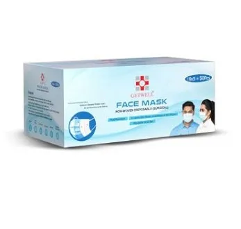 50 Pcs Getwell Surgical Face Mask 3 Ply Including Melt Blown Layer With Nose Bar For Adult 1