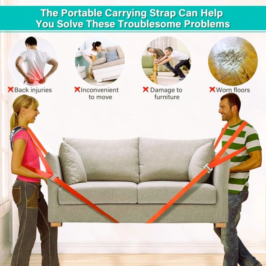 Furniture Moving Straps, Multifunctional High Density Moving Belts, for Carrying Furniture, Appliances, Bulky Objects, etc. 1