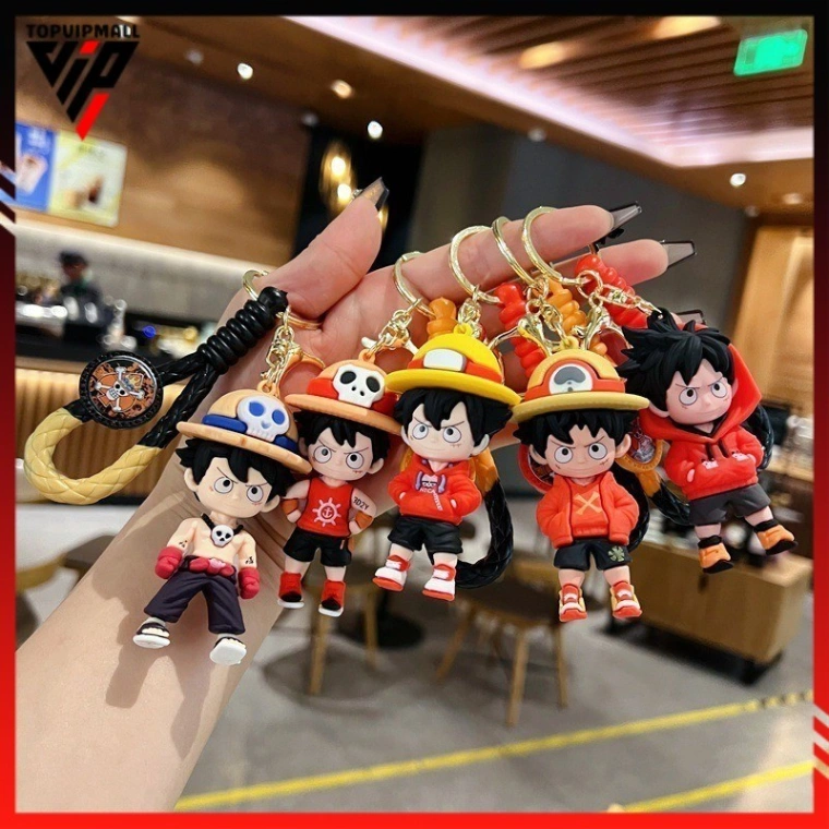 One Piece Luffy Keychain Keyring | Amazing Anime Character Bag Charming Keychain | Cool Large PVC Key Ring Collection 1