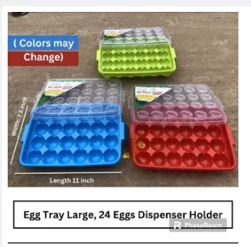 24/ Eggs Dispenser Holder Eggs Storage Container Box Large 2 Dozen Capacity Plas.. 1