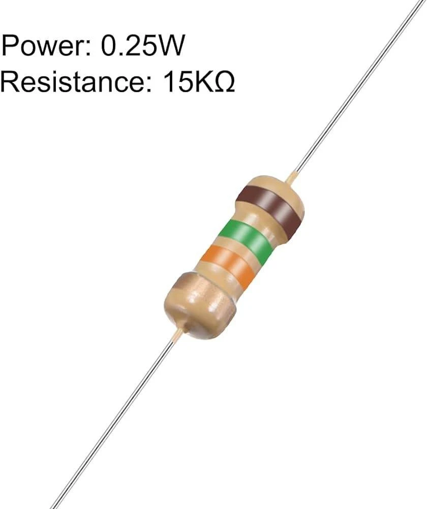 20Pcs 15K ohm Resistor 15K Ohm Carbon Film Resistor 15K Ohm 1/4W Resistance 0.25 Watt 5% Tolerance Fixed Resistors For Passive Components Parts 1