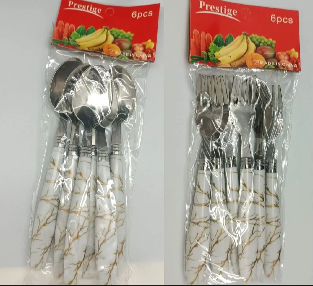 Spoon Set High quality Stainless Steel Spoon Set 12 pieces (6pcs Tea+ 6pcs Frock)=12 Pieces 1