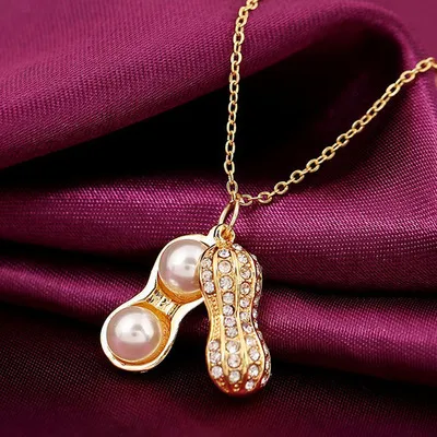 Peanut Pendant Necklace Korean Clavicle Chain Jewelry 1