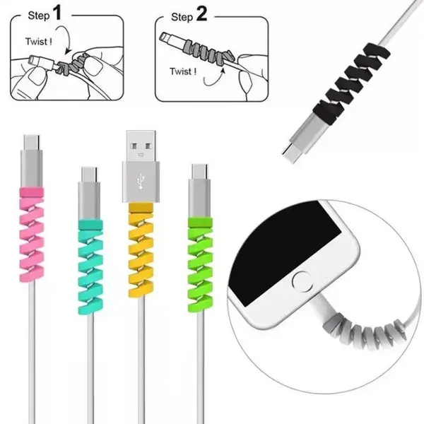 5pcs Spiral Cable protector Data Line Silicone Bobbin winder Protective For all USB Charging earphone 1