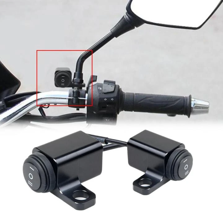 Domino Motorcycle Waterproof Aluminium Alloy Switches 25mm Handlebar Headlight Switch and 3 Wires with Red Led Light Super Quality 1
