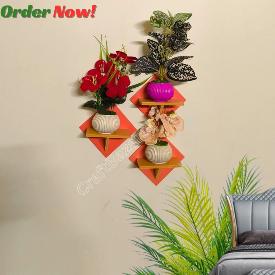 Square Shape Wall Shelf , Self Adhesive Punch Free ( 10&#x2F;5&#x2F;3 Pcs stand 1 Set) Premium Quality &amp; Waterproof. 1