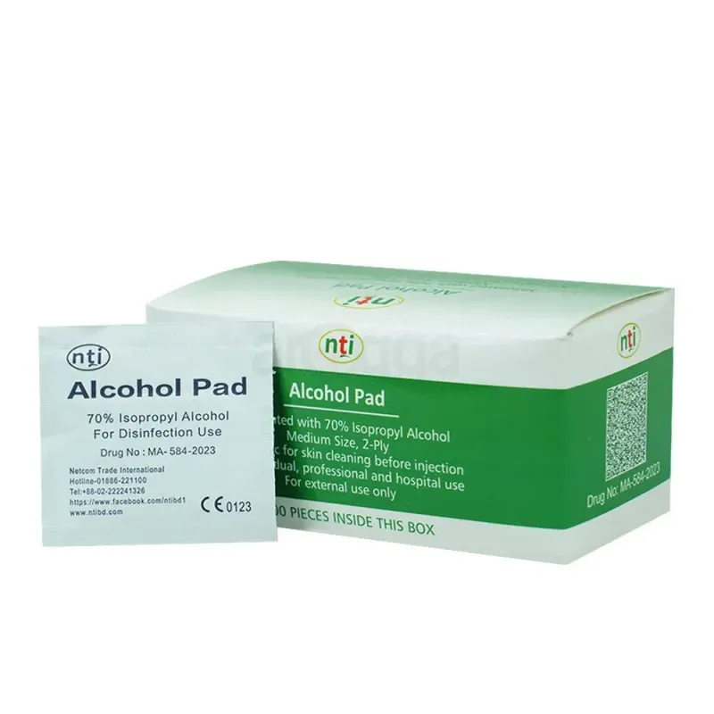 NTI Alcohol Pad Swabs Disinfectant Wipes - 100 Pcs 1