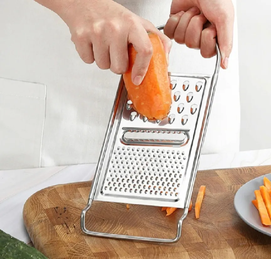 Premium 3 Way Stainless Steel Flat Grater Carrot ,Potato, Peeler Fruit Vegetable Cheese Slicer 1
