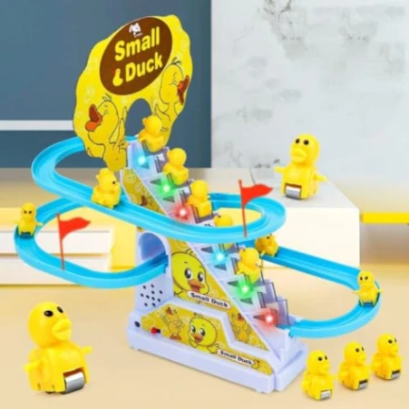 Electric Duck Climbing Stairs Toy with LED Lights &amp; Music – Fun Roller Coaster Set for Kids 1