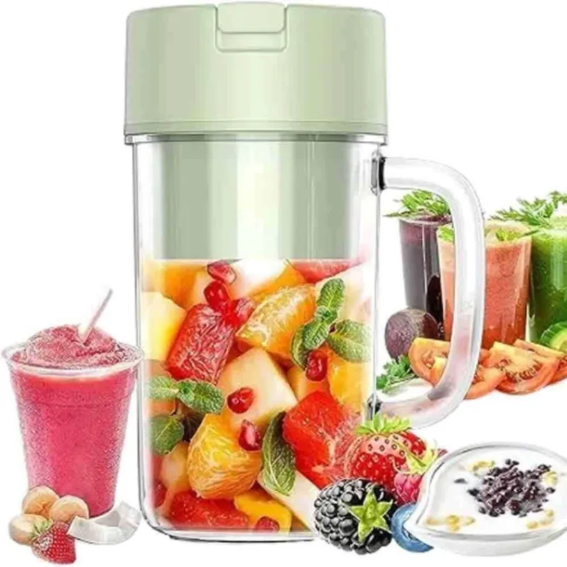 Portable Crusher Juicer With Handle &amp; Straw, USB Rechargeable 6 Blades (500ml) 1