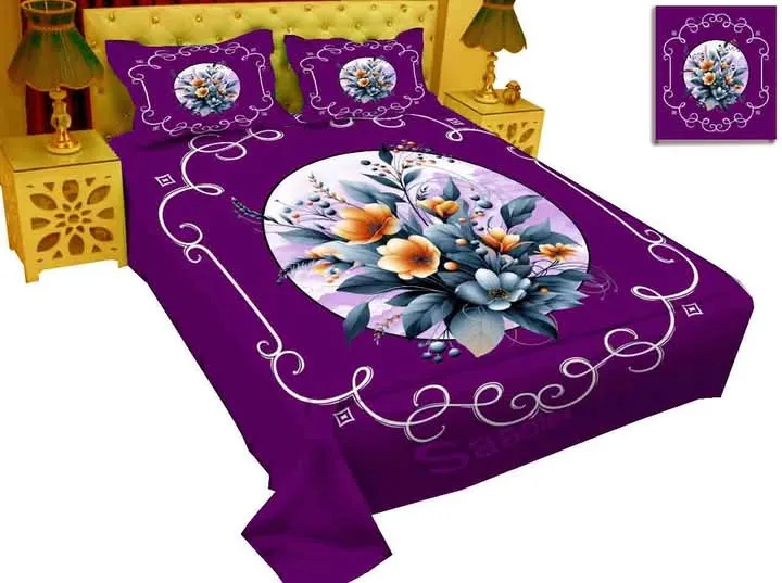 Digital home tax bed sheet with two pillow cover 1