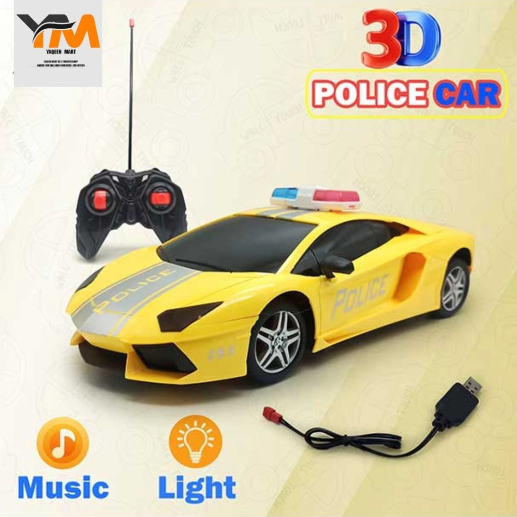 Rechargeable 3D Music Toy Police Car Super Speed Car World High Performance Roadster Forward&#x2F;Reverse&#x2F;Turn Left And Right Car For Kids 1