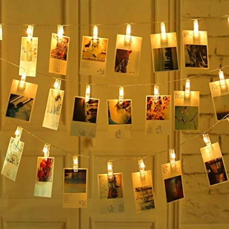 Photo Clips String Lights Fairy Decorative Lights Golden Color, 16 Feet, 20 LED 1