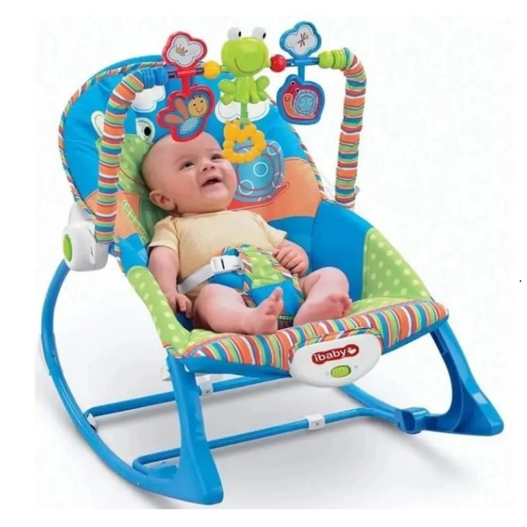 iBaby Infant to Toddler Rocker with Music &amp; Vibration Baby Bouncer- Pink &amp; Blue 1