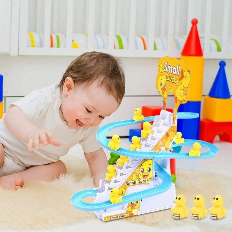 Happy Duck Race Toy, Electric Slide Track Toys Game with Small Duck 1