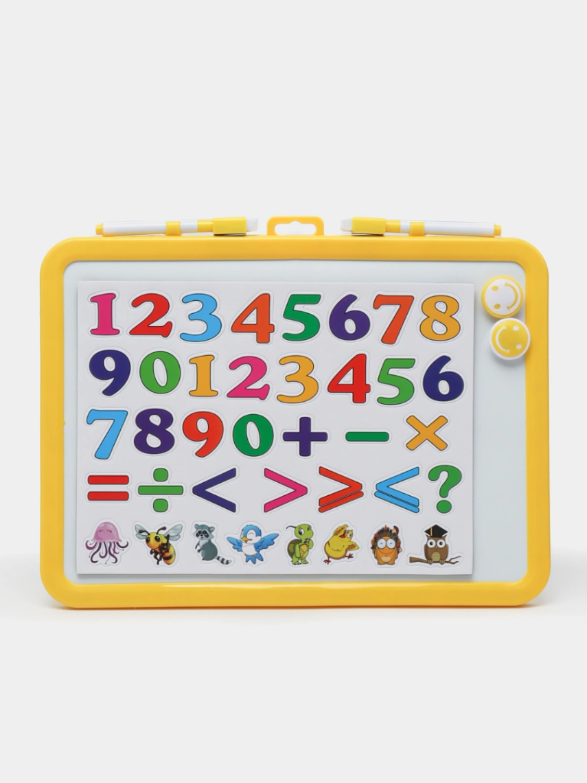 Portable Magnetic Dry Eraser Whiteboard With English Number Stationery 2 Markers - Imported Educational Learning Material For Children 1