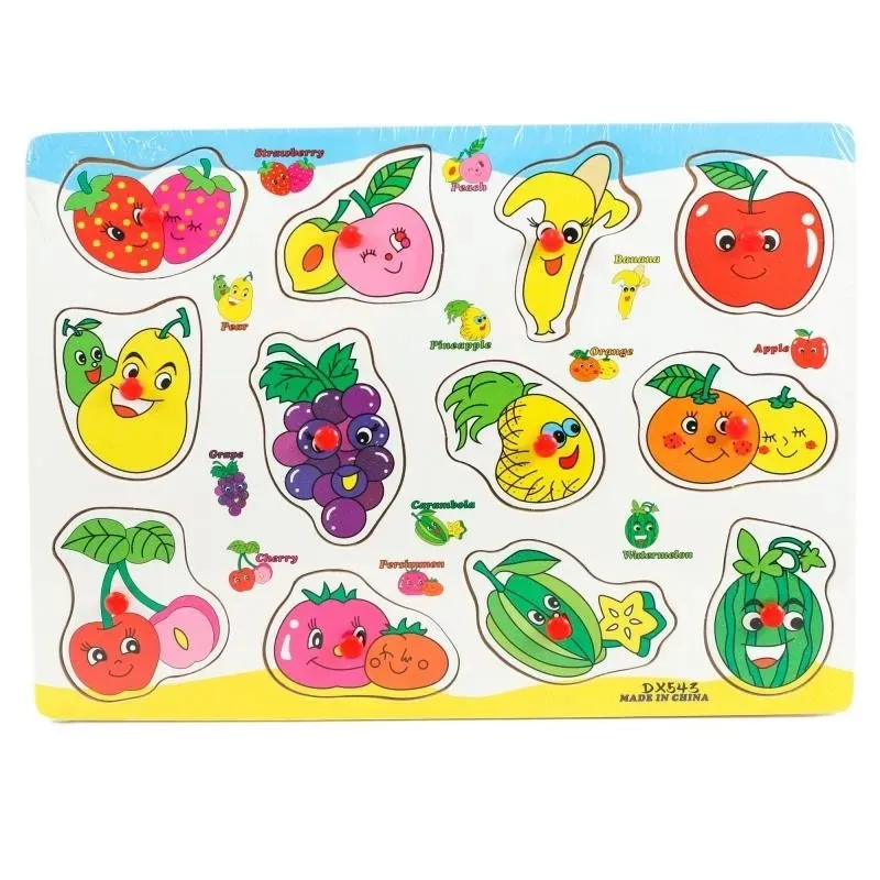 Wooden 3D Peg Puzzle Fruit Set - Montessori Smart Educational Toy For Children 1