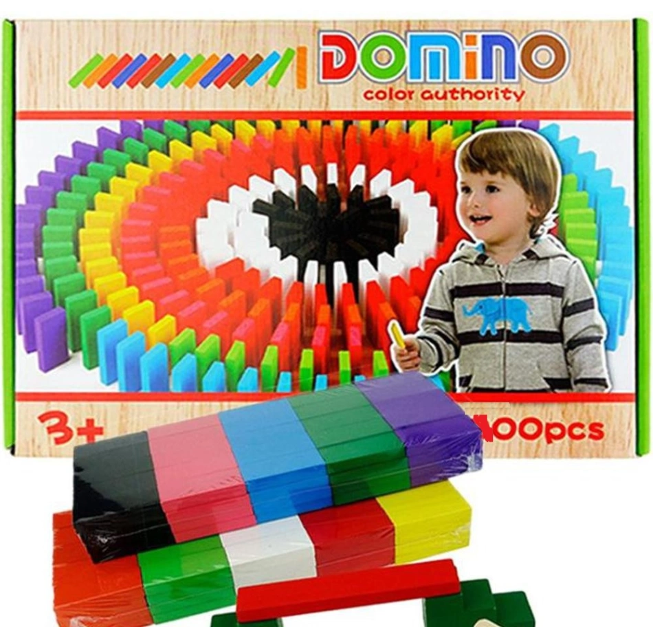 100 Pcs Wooden Domino Blocks Set – Colorful Stacking &amp; Chain Reaction Game for Kids 1