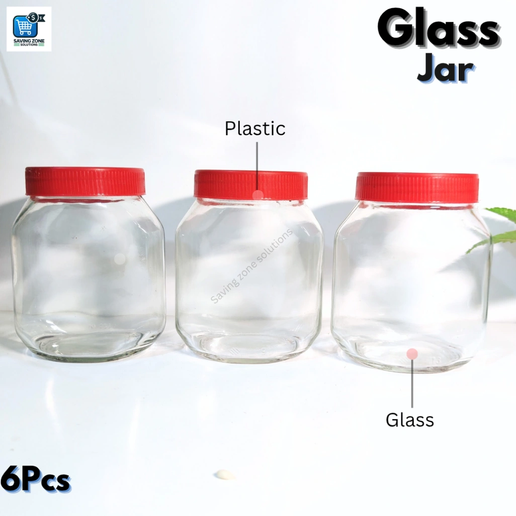 3 Pcs Good Quality 700 ml Glass Jar for Kitchen Glass Jar Container Glassware Food Storage Jar with White Red Cap 1