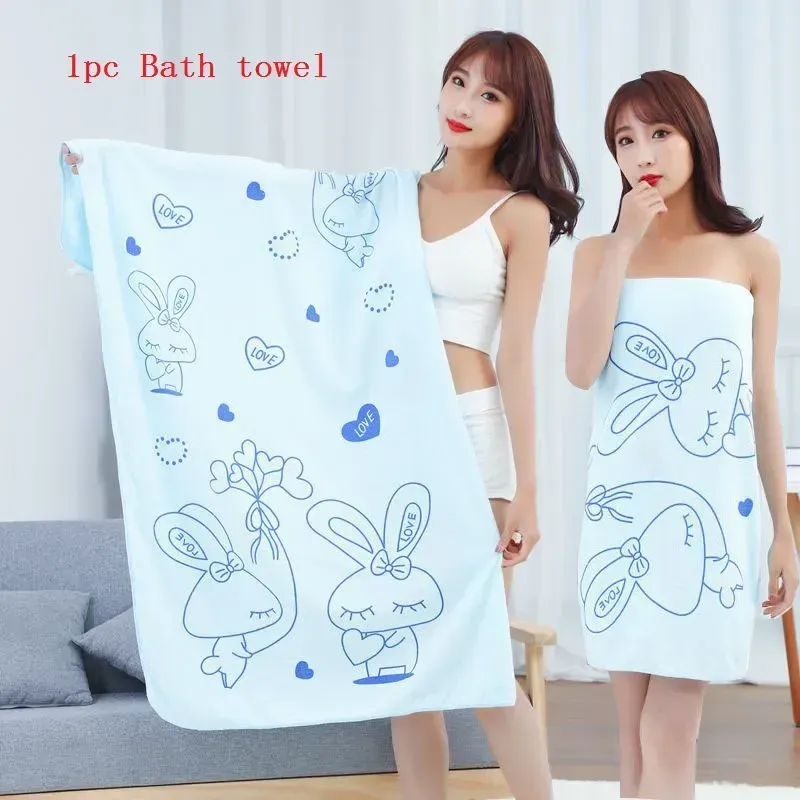 Women Bath Towels, Wearable Dress Beach Adults Bath Gown SPA Sling Robes Home Nightwear Microfiber Women Bathrobe 1