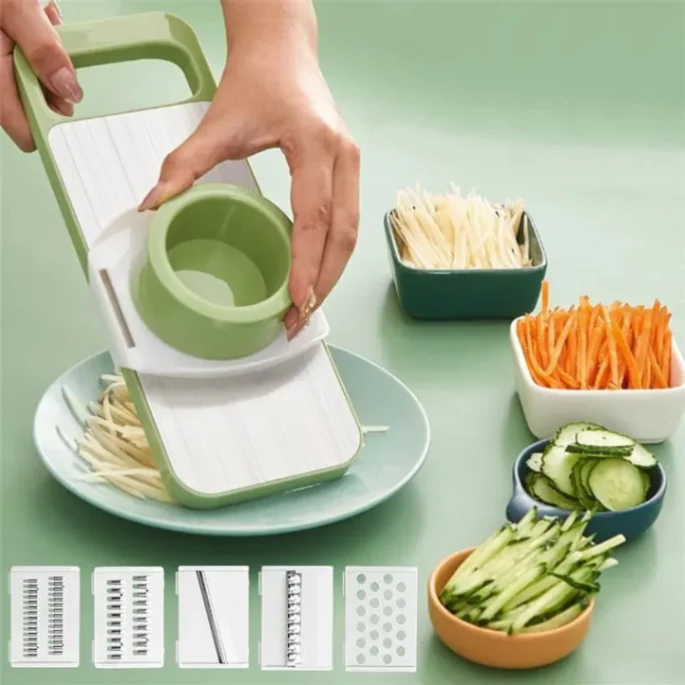 5 in 1 Stainless Steel Vegetable Cutter – Multi Function Slicer, Grater &amp; Chopper for Kitchen 1