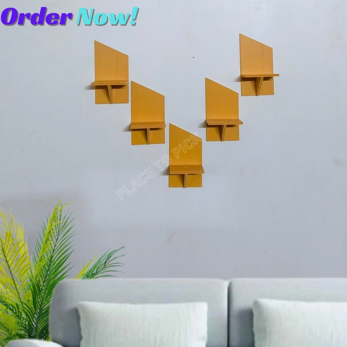 State Wall Shelf Without Flower , Self Adhesive Punch Free Wall Décor (3 Pcs 1 Set) Waterproof And Premium Quality. 1
