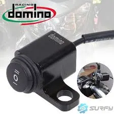 Domino Motorcycle Waterproof Aluminium Alloy Switches 25mm Handlebar Headlight Switch and 3 Wires with Red Led Light 1