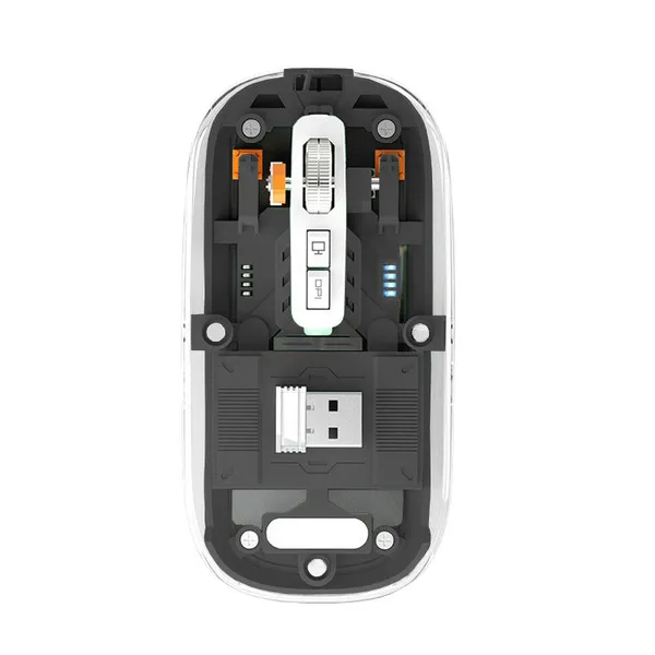 Transparent Magnetic Crystal Wireless Mouse Removable Cover Dual Bluetooth Mouse 3 Modes Connect 2.4G Wireless Mouse fit for iOS/Android/Windows 1