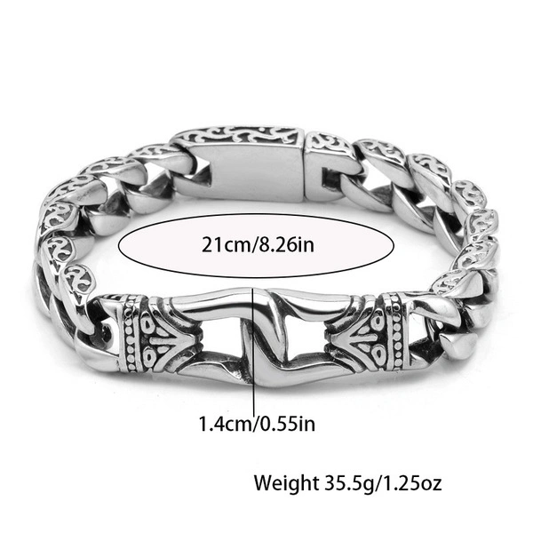 Cross-border Explosions European and American Retro Leading Multicolor Bracelet Long Lin Pattern Keel Punk Hip-hop Men&#x27;s Bracelet 1