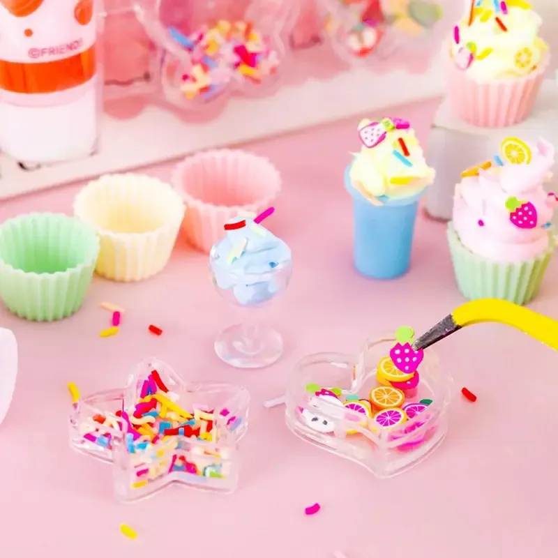 10 pcs/set Simulation Children Ice Cream Dessert Making Cake Model Handmade DIY Leisure Entertainment Small Toys - Not Edible Clay & Dough Girls Playing Toy 1