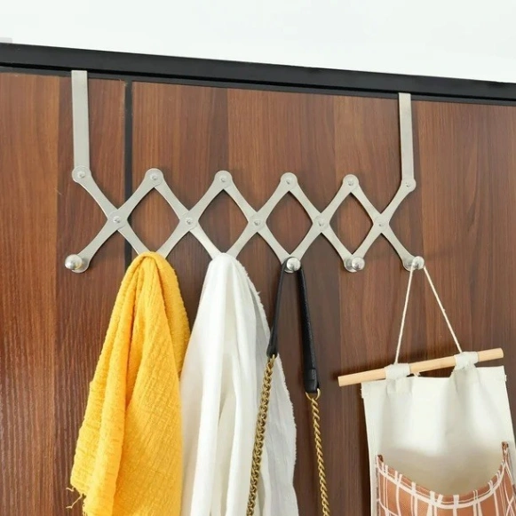 Stainless Steel 6-Hook Flexible Over the Door Hook Hanger 1
