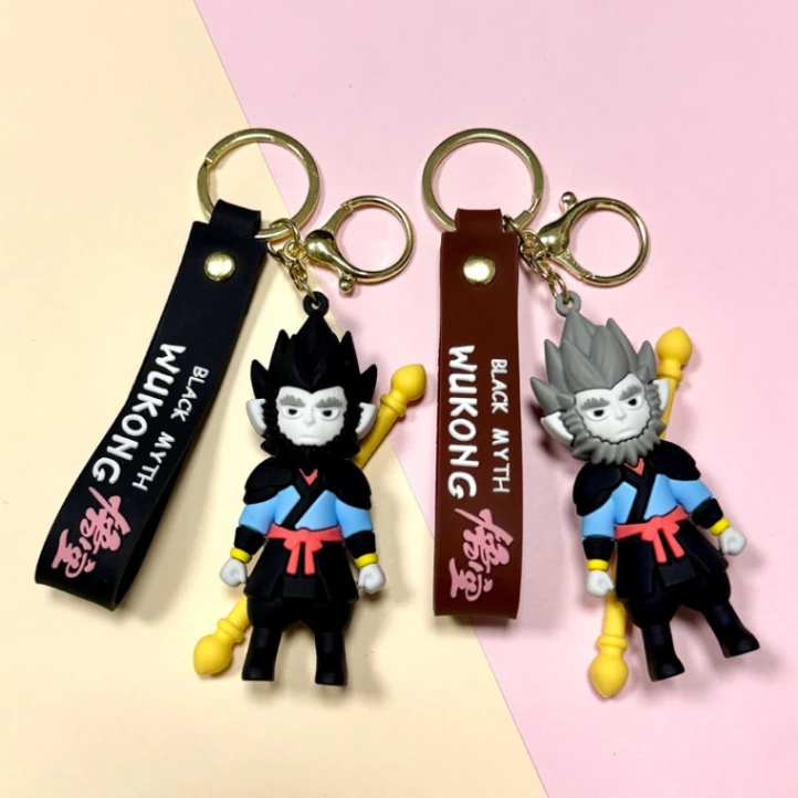 Black Myth Wukong Keychain Pendant Monkey King Keyring Bag Gift Rantai Kunci Kids Girls Boys Silicone Cartoon Keychain 1