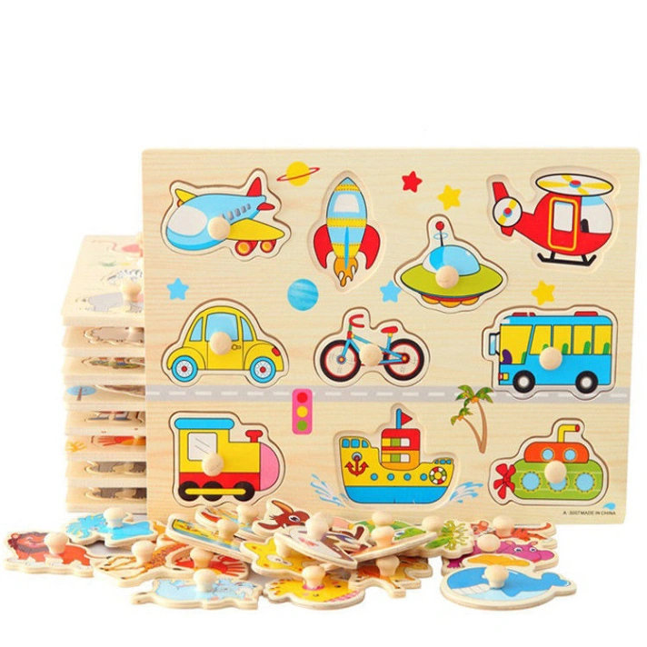 Vehicle Set Wooden 3D Peg Puzzle Montessori Smart Educational Toy For Children - Puzzle Toy For Kids 1