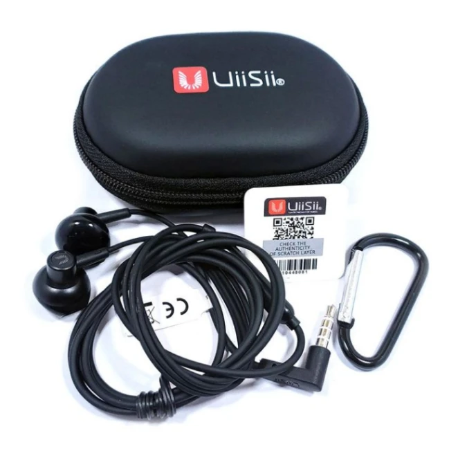 Uiisii Hm12 Half In-Ear Headset Metal Bass Music Earphone Wired Headphones With Mic And Pouch Bag - Headphone 1
