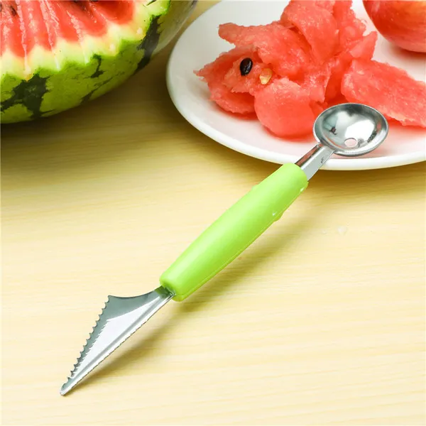 Double-Head Stainless Steel Fruit Platter Drunk Ripple Carving Knife Ice Cream Melon Digging Spoon Fruit Carving - kitchen accessories 1