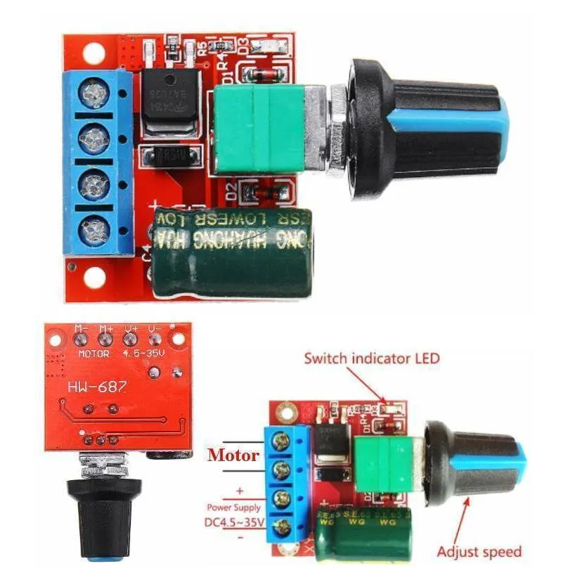 DC-DC 4.5V-35V 5A 90W PWM DC Motor Speed Controller Module Speed Regulator Control Adjust Board Switch 12V 24V PN35-1PCS 1