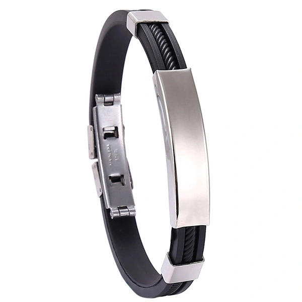 Amazon Cross-border Hot Selling DIY Engraving Bracelet Men&#x27;s Titanium Steel Silicone Bracelet Stainless Steel Bracelet Star Bracelet 1