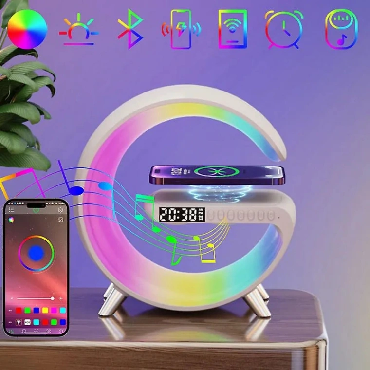 G63 Smart wireless Charger Table Lamp Bluetooth Speaker Alarm Clock RGB Colorful Atmosphere Lights 1