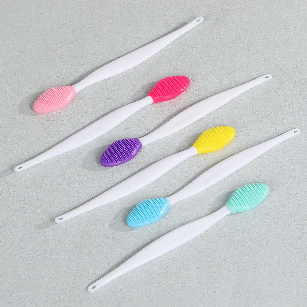 1PCS Exfoliating Lip Brush Nose Cleaning Brush Double Side Soft Silicone Lip Scrub Tool & Nose Blackhead Remove Brush 1