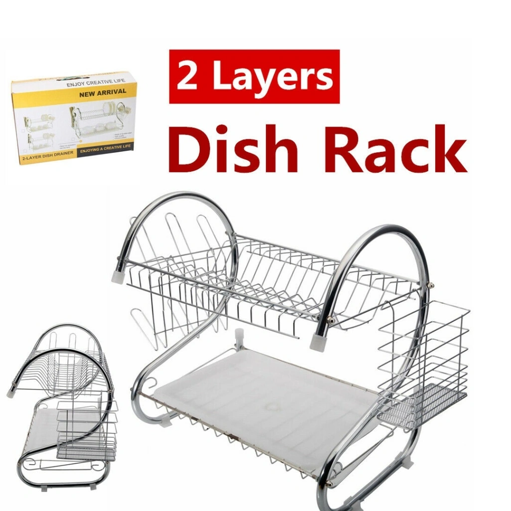 2 Layer Stainless Dish Drainer Rack 1