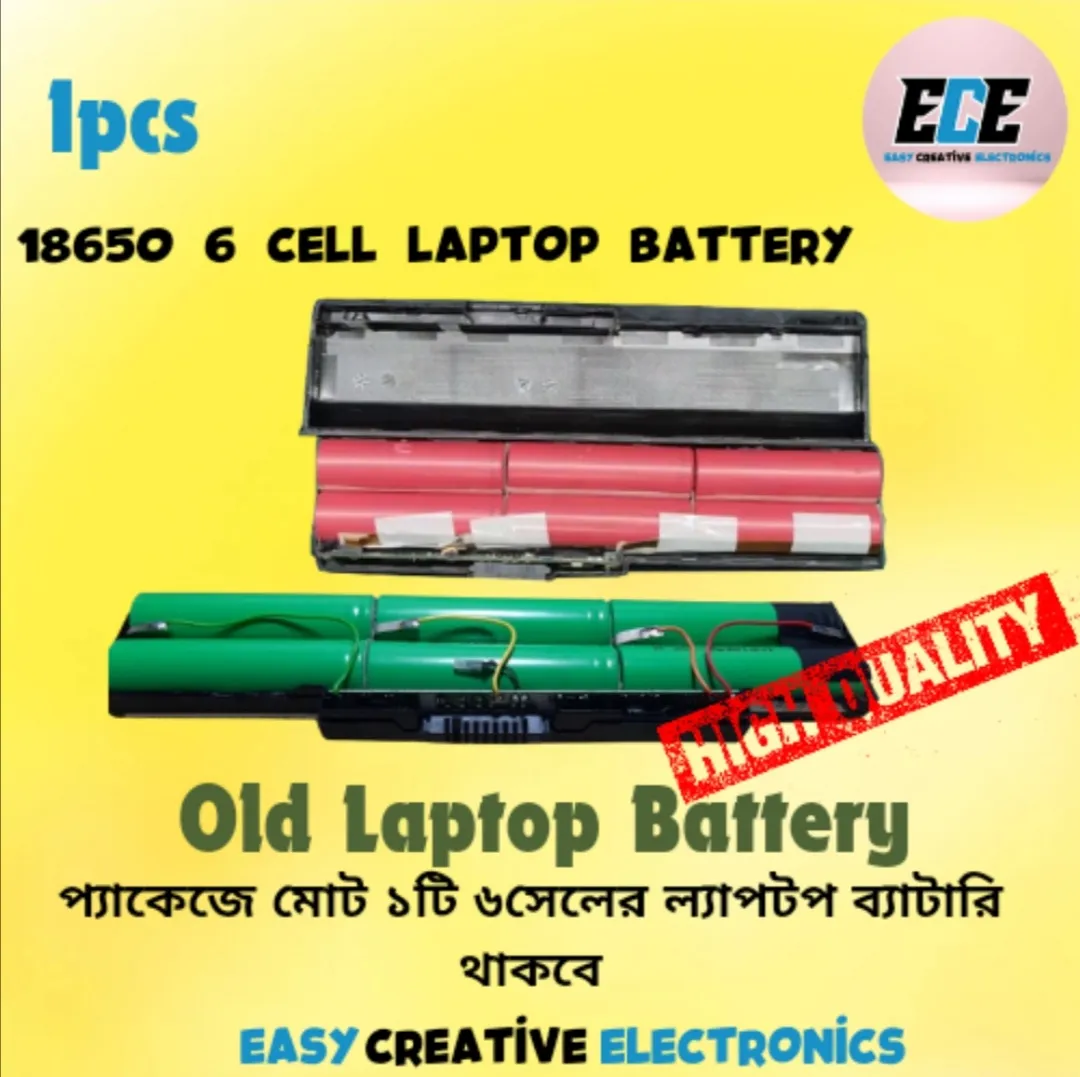 6cell 18650 Li-ion A grade Battery. collected from Old Laptop battery 1